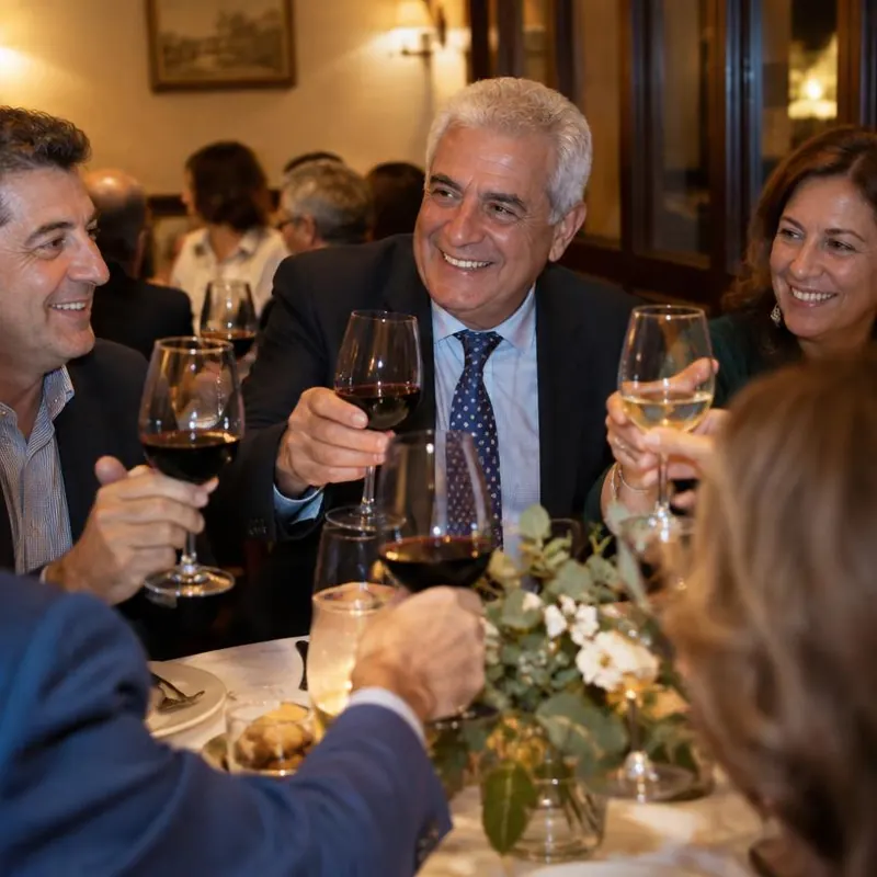 Cena de jubilación con brindis